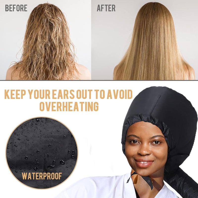 WOBEVB Bonnet Hood Hair Dryer Attachment - Hair Dryer Bonnet with Elastic Strap, Used for Hair Styling, Deep Conditioning and Hair Drying (Black) - Image 5